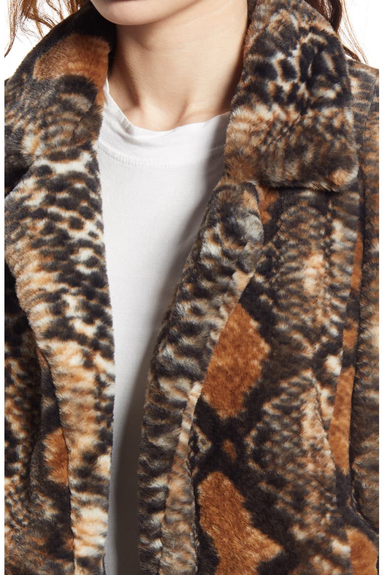 Mixed Print Faux Fur Jacket, Alternate, color, D FOR DANGER
