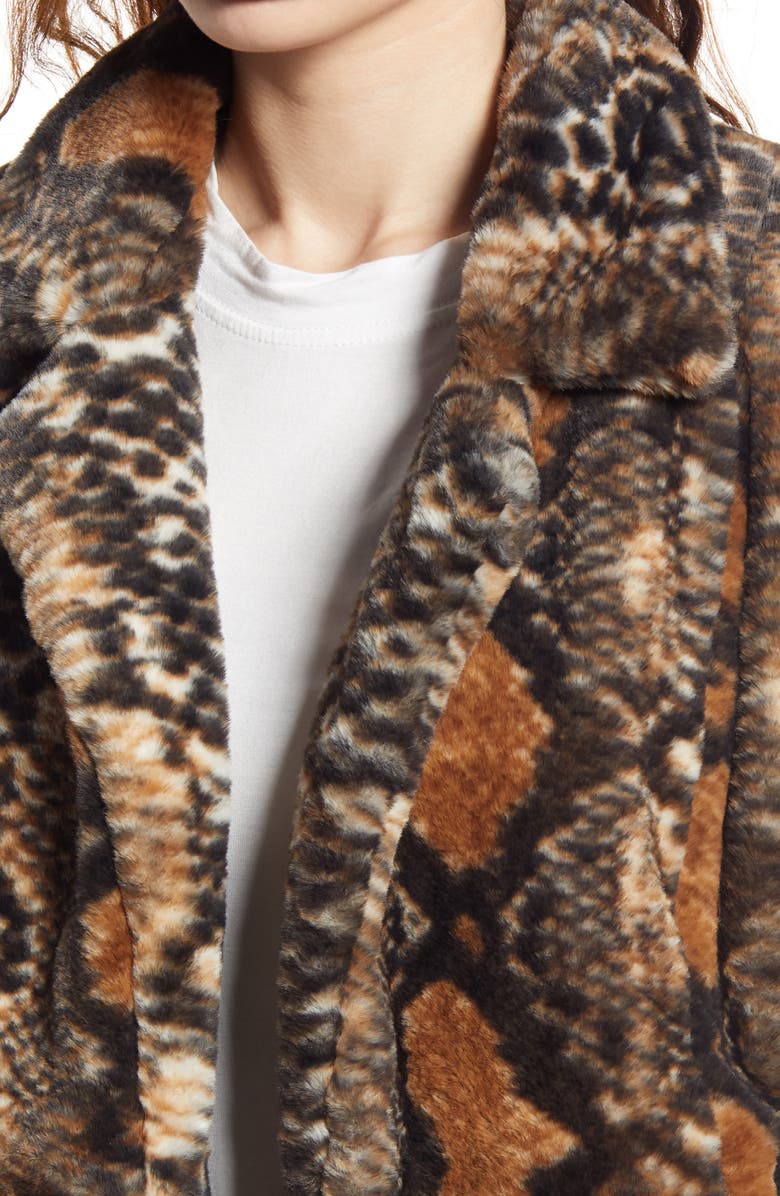 BLANKNYC Mixed Print Faux Fur Jacket, Alternate, color, 