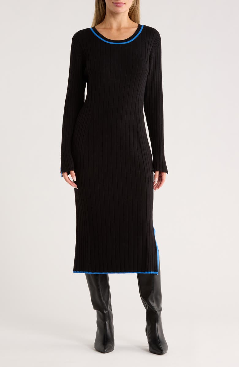 STITCHDROP Metropolitan Long Sleeve Sweater Dress, Main, color, Black