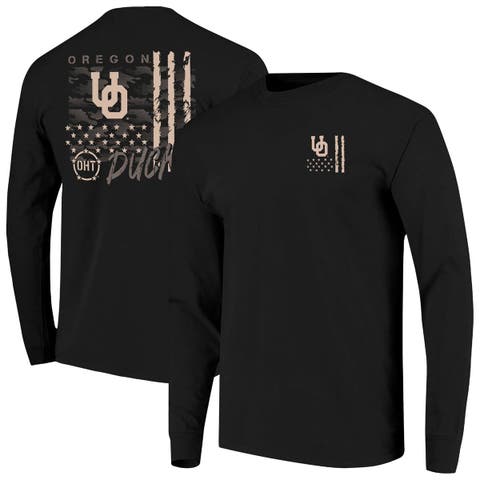 Men's  Black Oregon Ducks OHT Camo Overlay Comfort Colors Long Sleeve T-Shirt