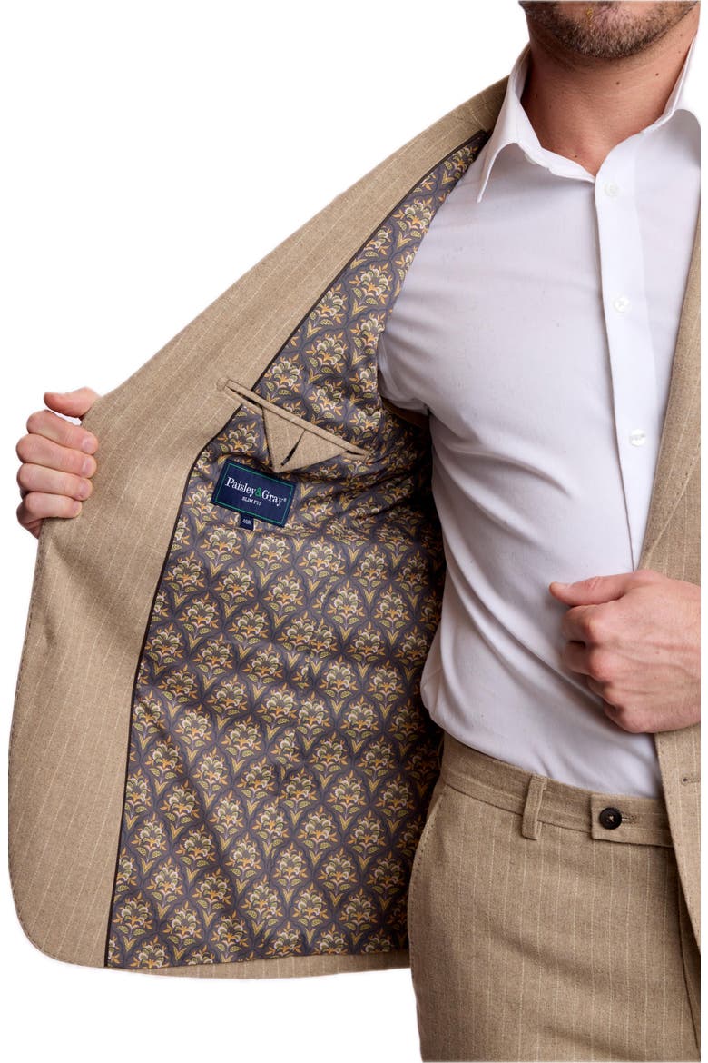Ashton Slim Peak Suit Jacket, Alternate, color, HARVEST TAN PINSTRIPE