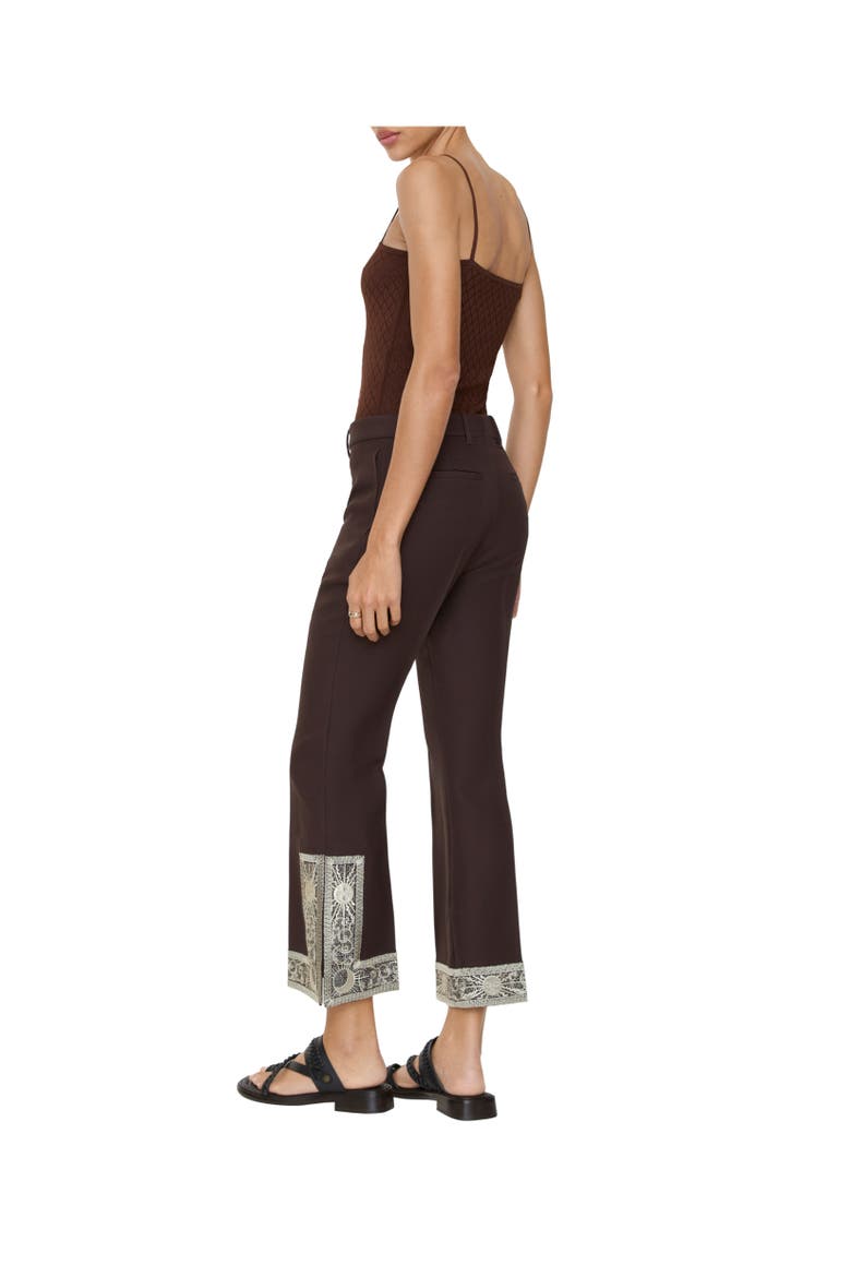 Cropped Embroidered Wool Silk Flared Trousers, Alternate, color, Charred brown