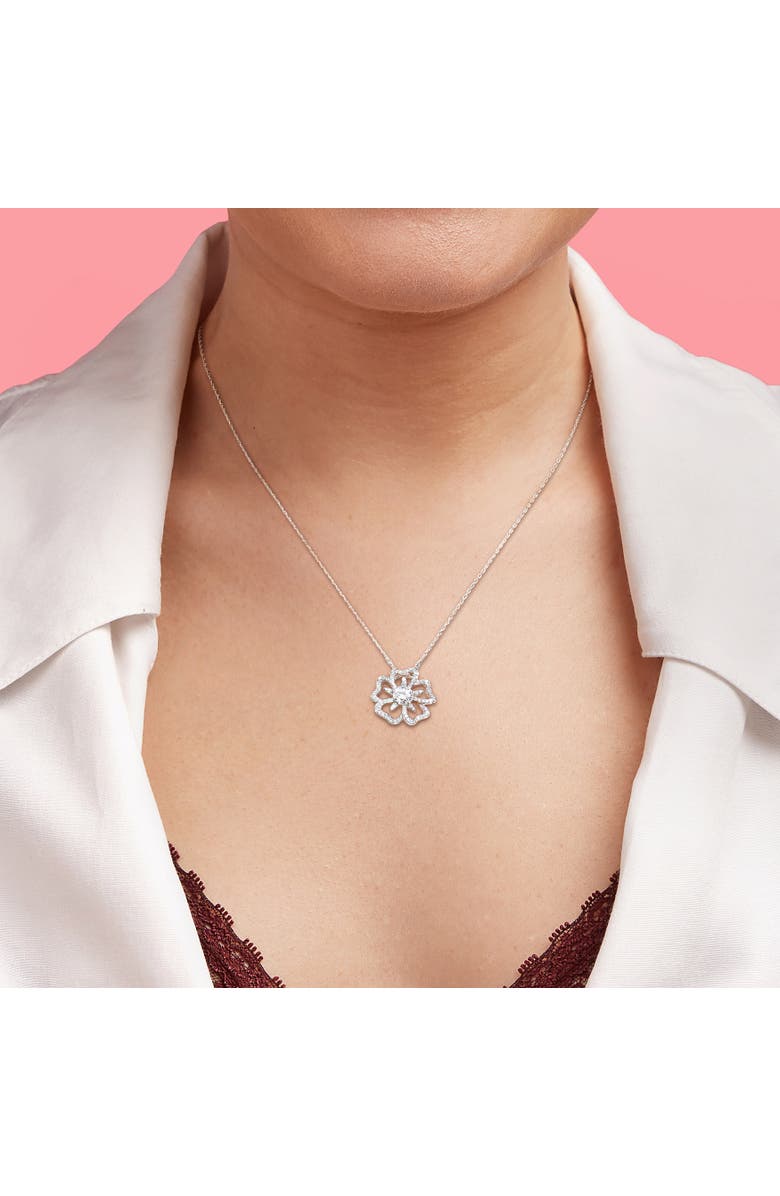 Julianna B. Moissanite Flower Pendant, Alternate, color, Sterling Silver
