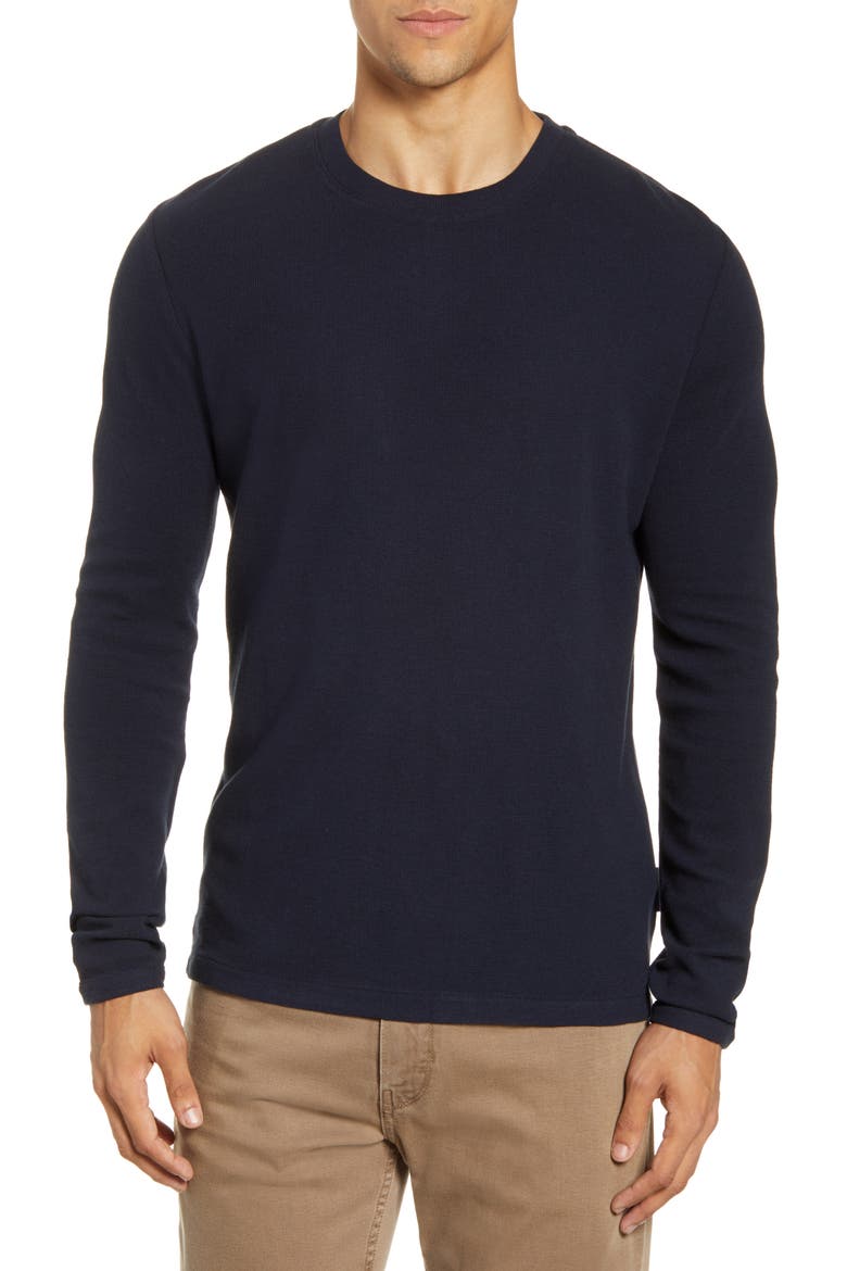 Clive Long Sleeve Waffle Knit Tee, Main, color, NAVY BLUE