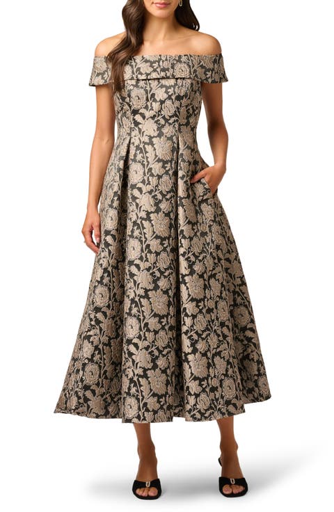 Off the Shoulder Jacquard Gown