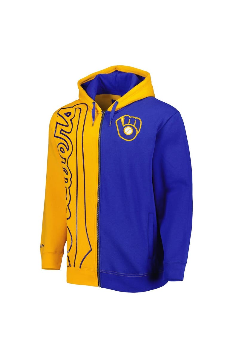Mitchell & Ness Men's Mitchell & Ness Gold/Royal Milwaukee Brewers Fleece Full-Zip Hoodie, Alternate, color, Gold