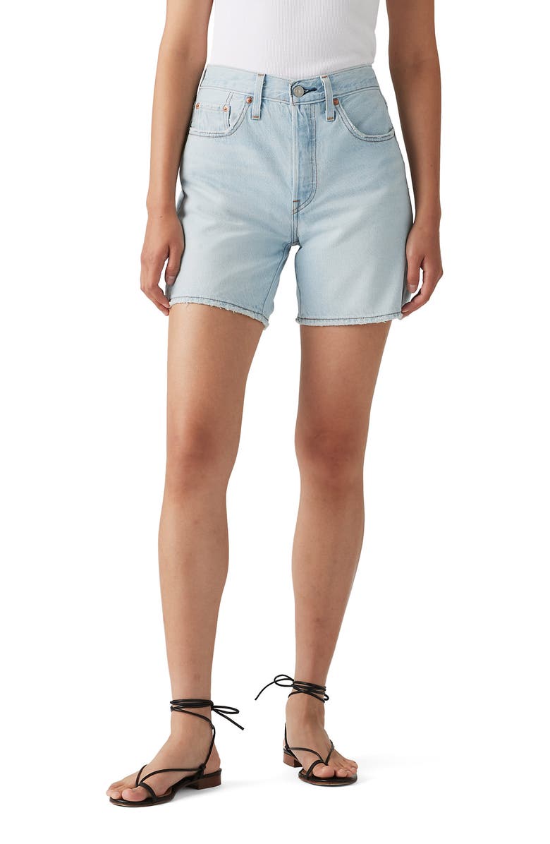 Levi's<sup>®</sup> 501<sup>®</sup> High Waist Mid Thigh Denim Shorts, Main, color, Make Memorable Short Lightwash
