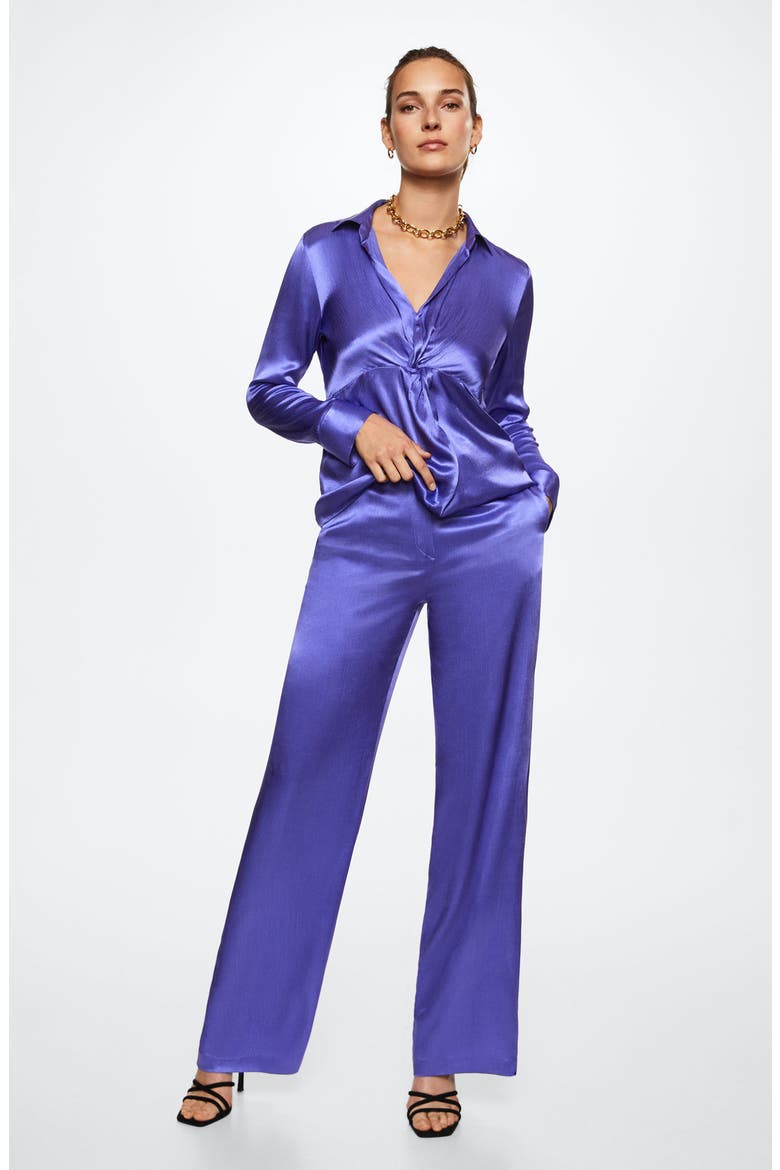 Satin Long Sleeve Blouse, Alternate, color, PURPLE