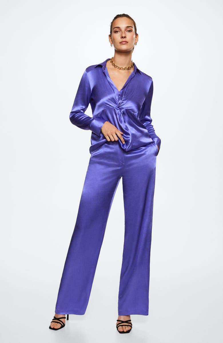 MANGO Satin Long Sleeve Blouse, Alternate, color,