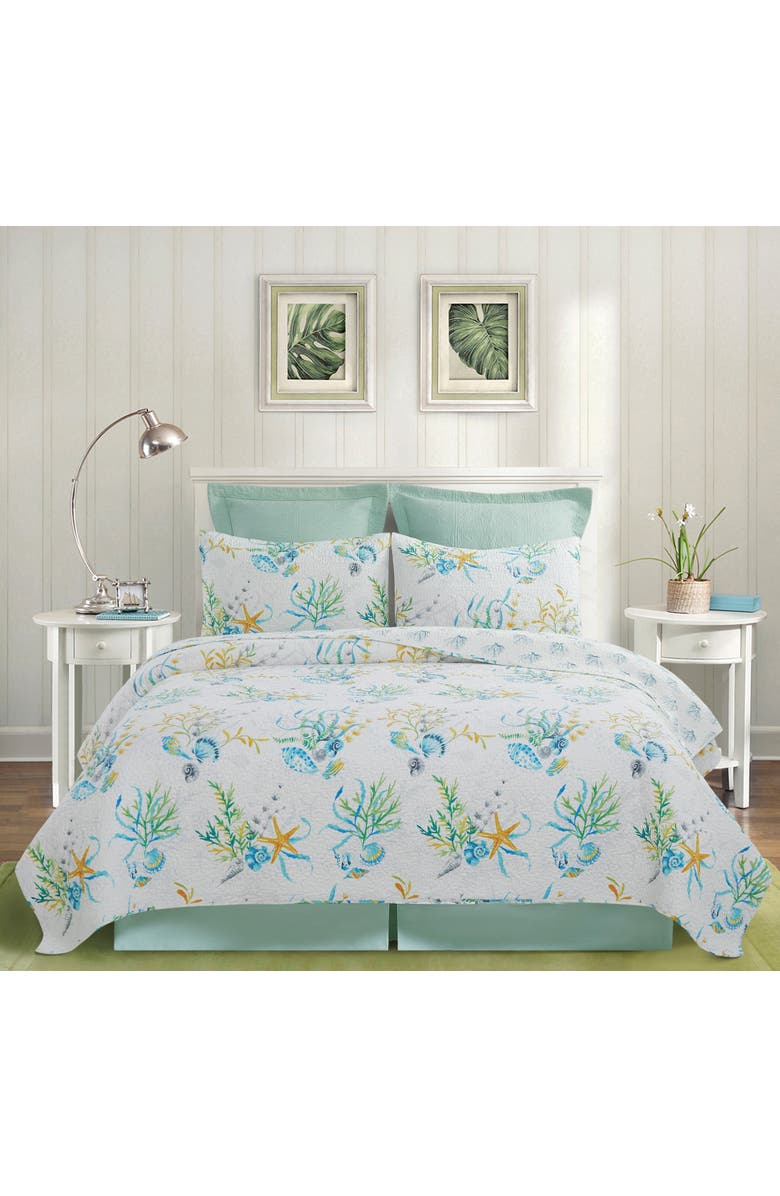 C&F Home Marlowe Sound Coastal Beach Cotton Quilt Set  - Reversible and Machine Washable, Alternate, color, White