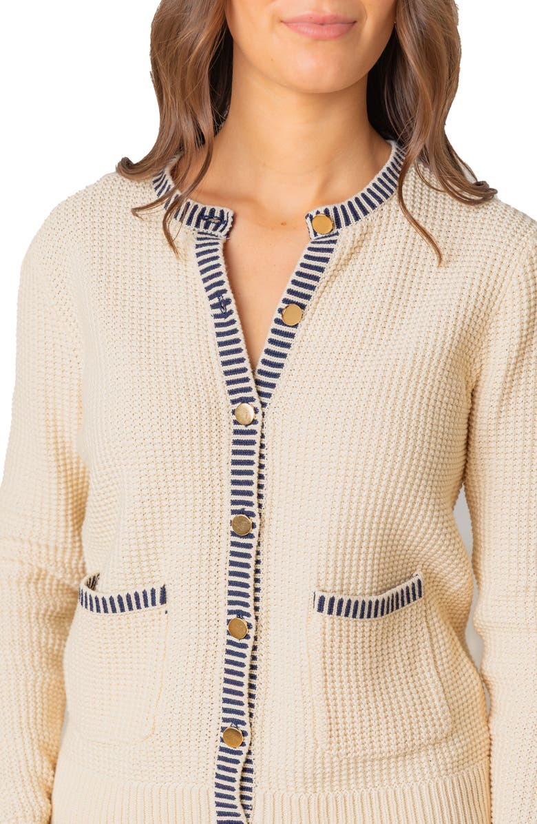 Hope & Henry Organic Tweed Stitch Sweater Cardigan, Alternate, color, Ivory Tweed