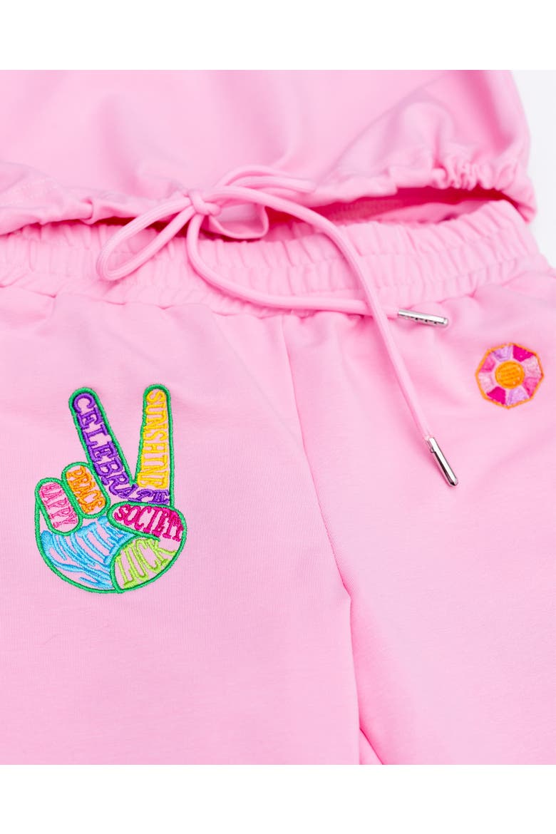 Girls' Peace Embroidered Jogger Set - Little Kid, Big Kid, Alternate, color, Pink