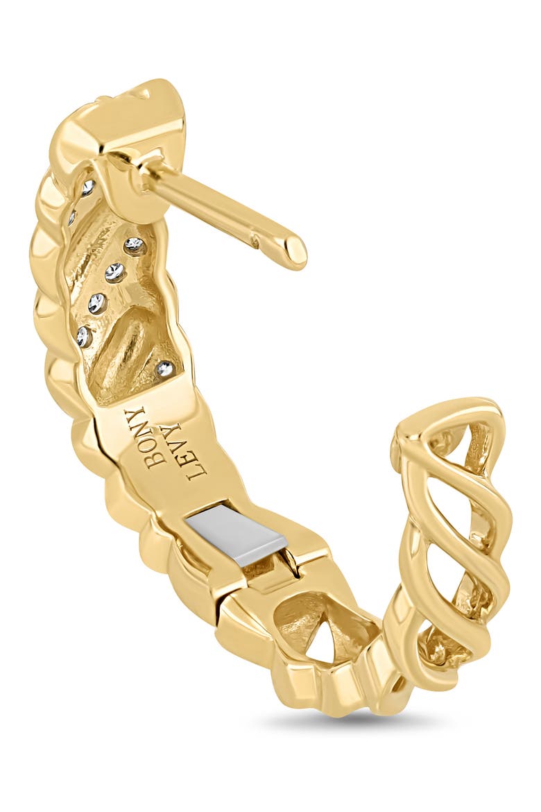18K Gold Cleo Diamond Twisted Hoop Earrings, 14mm, Alternate, color, 18K YELLOW GOLD/ DIAMOND