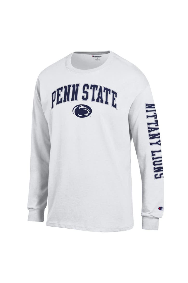 Men's Champion  White Penn State Nittany Lions Arch Over Logo 2-Hit Long Sleeve T-Shirt, Alternate, color, White