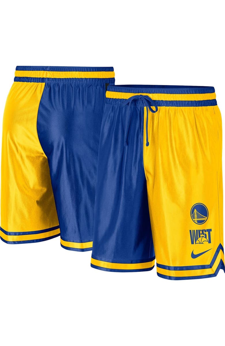 Nike Men's Nike Gold/Royal Golden State Warriors Courtside Versus Force Split DNA Performance Shorts, Main, color, Gold