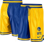 Nike Men's Nike Gold/Royal Golden State Warriors Courtside Versus Force Split DNA Performance Shorts