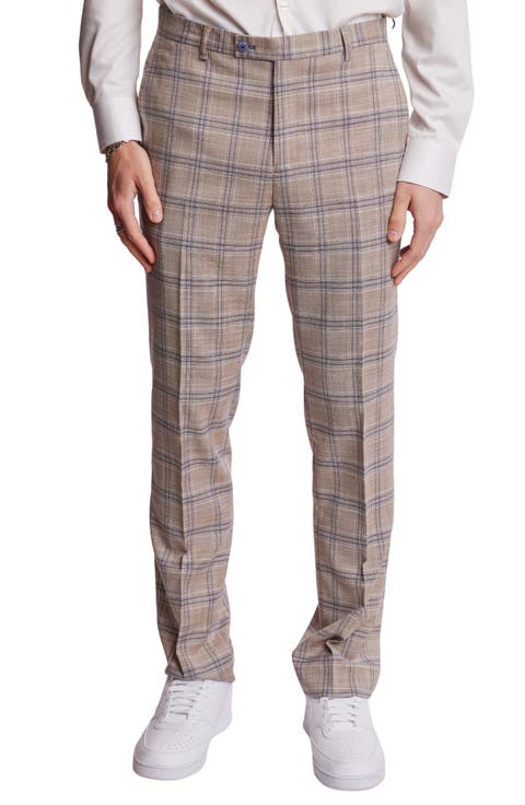 Downing Slim Flat Front Windowpane Dress Pants (Regular & Big)