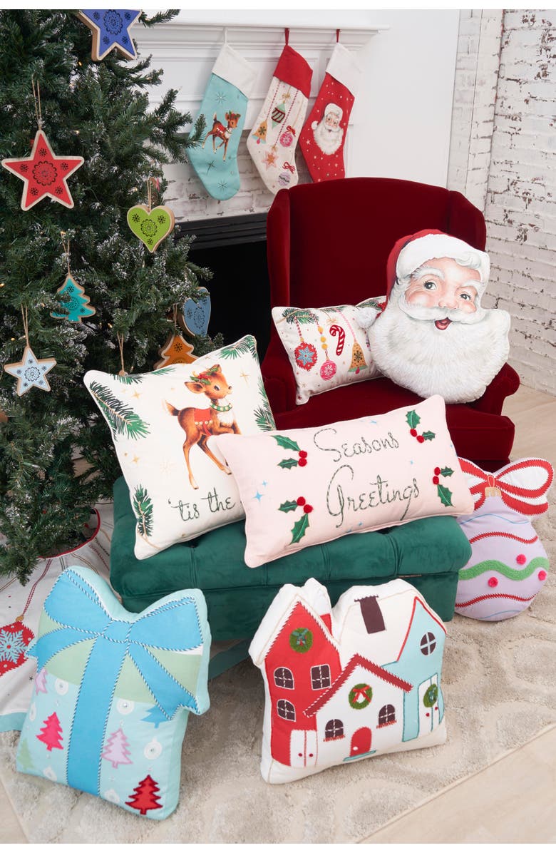 C&F Home "Tis the Season" Vintage Baby Reindeer Cotton Blend Christmas Accent Throw Pillow 18" x 18", Alternate, color, Beige