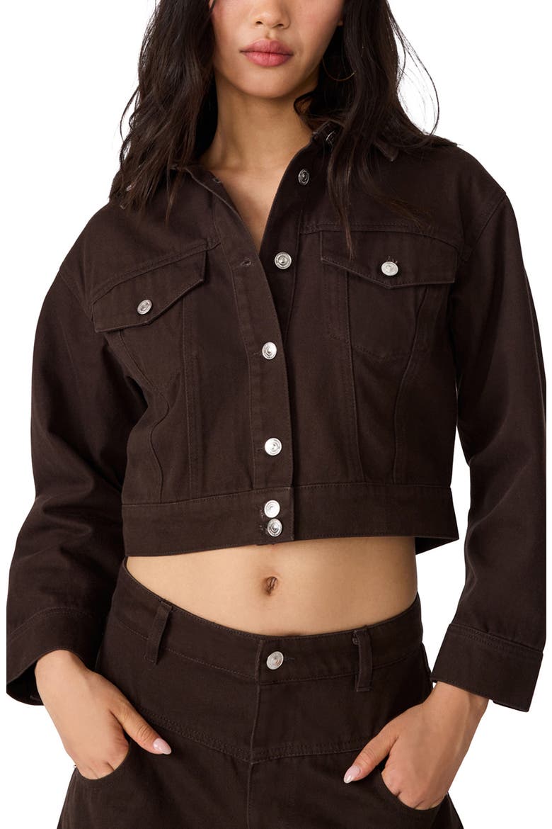 Dove Cropped Denim Jacket, Main, color, ESPRESSO