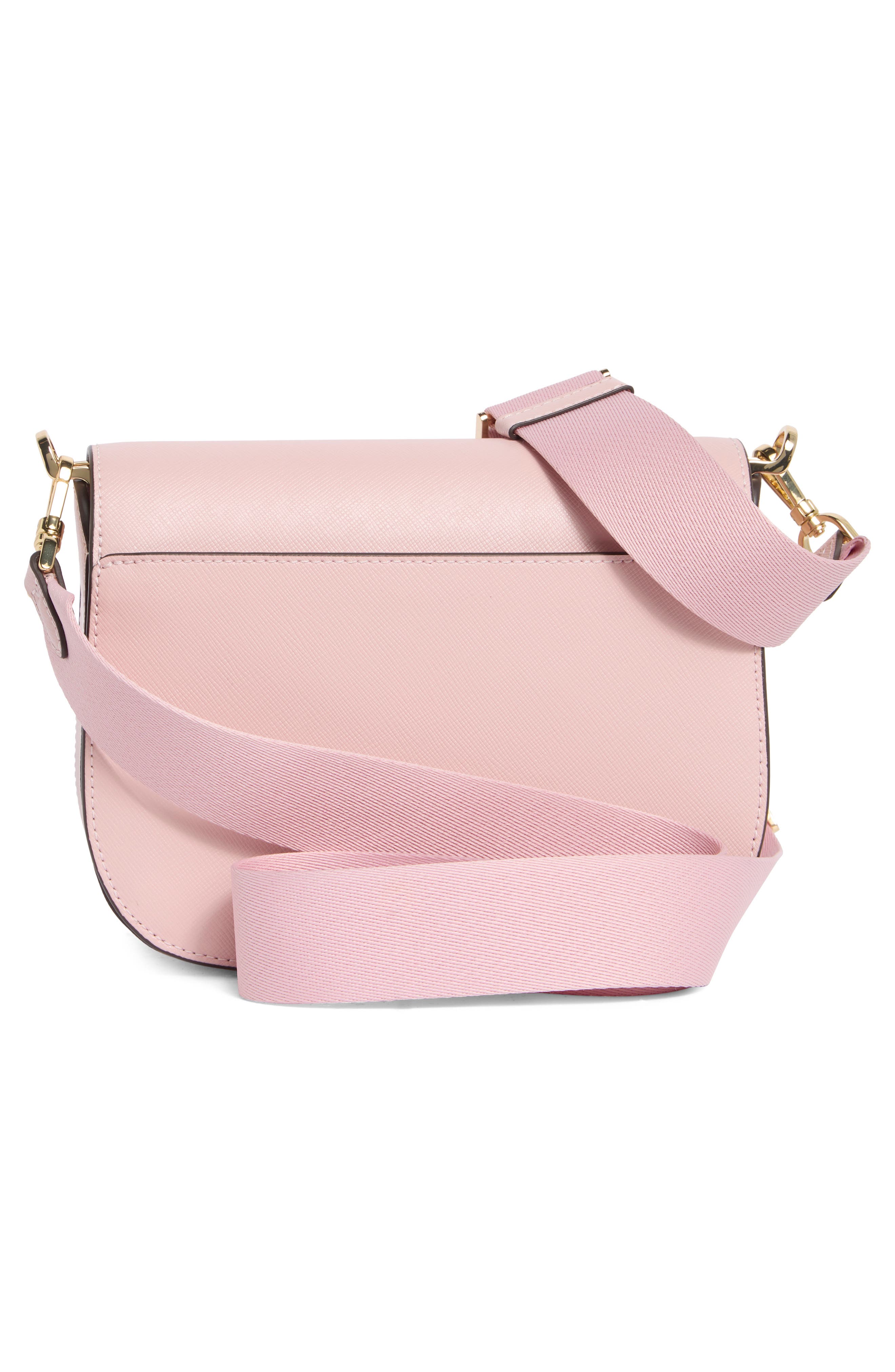 madison saffiano leather saddle bag, Alternate, color, TUTU PINK