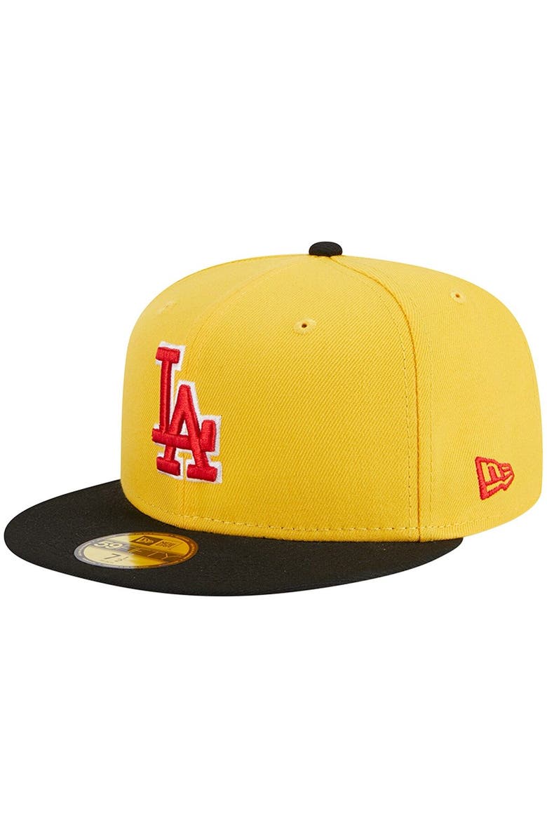 New Era Men's New Era Yellow/Black Los Angeles Dodgers Grilled 59FIFTY Fitted Hat, Alternate, color, Yellow