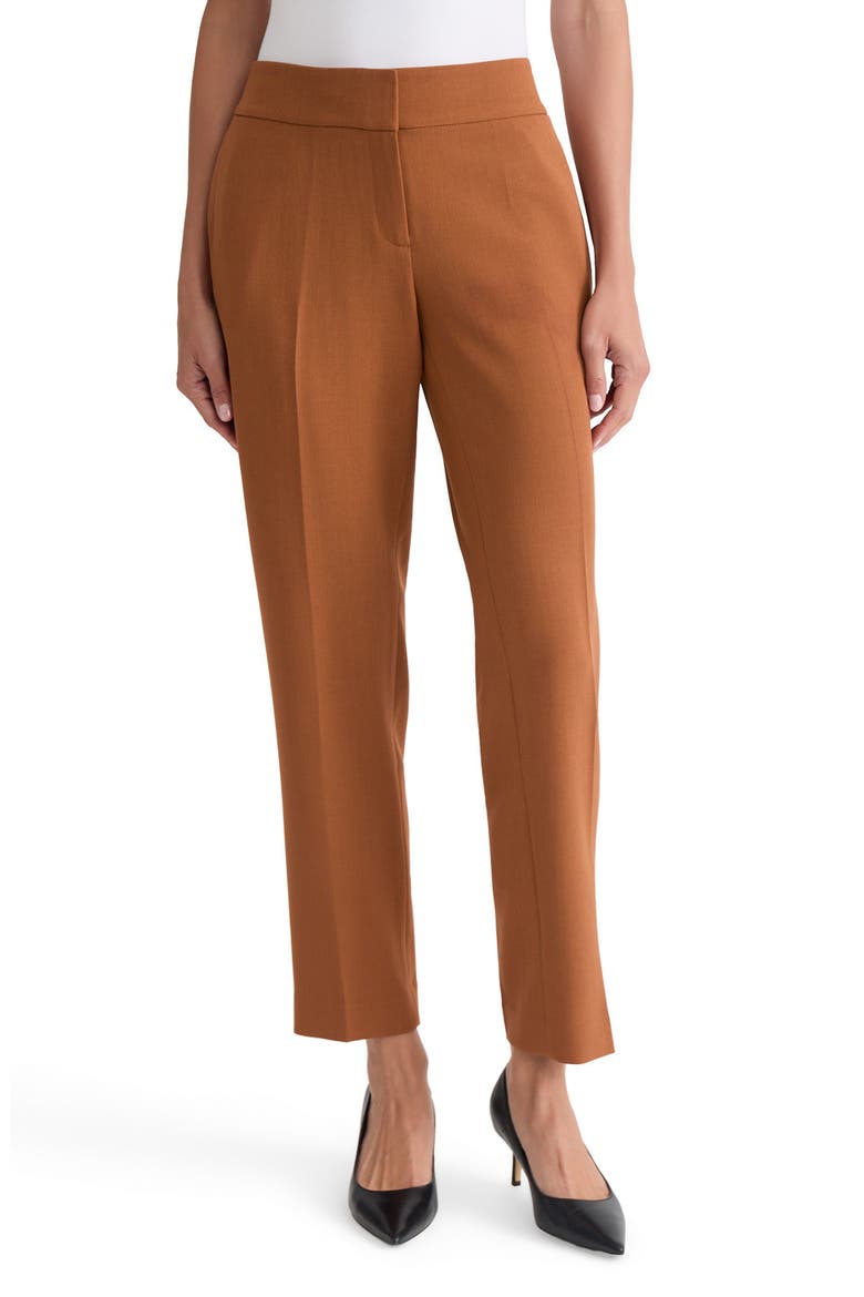 Flat Front Slim Pants, Main, color, CINNAMON