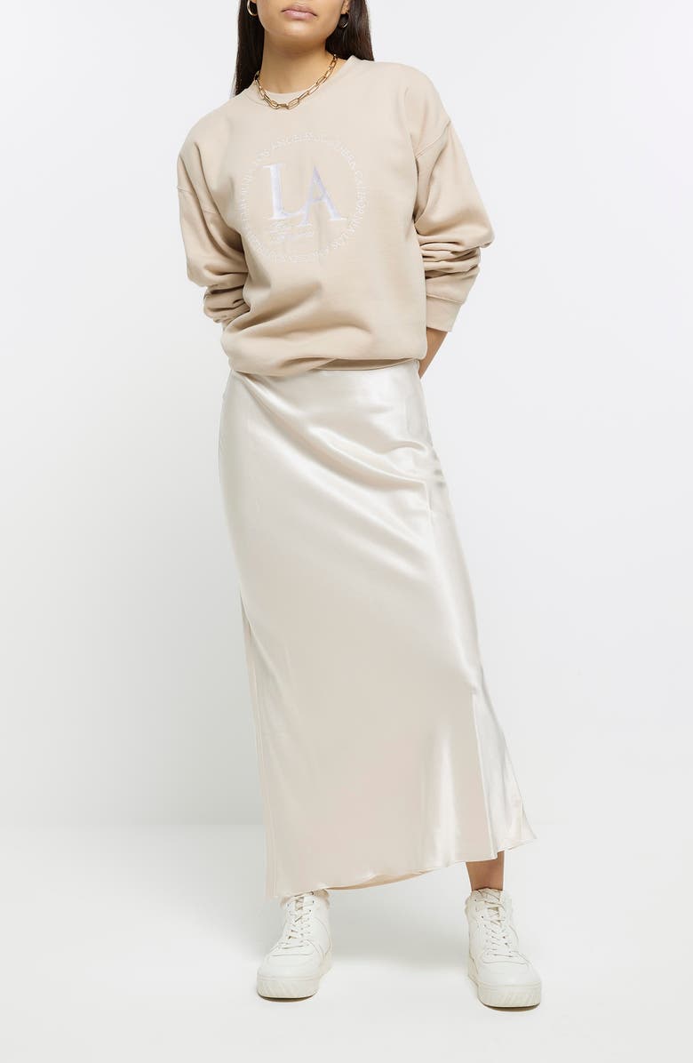 River Island Bias Cut Satin Maxi Skirt, Alternate, color,