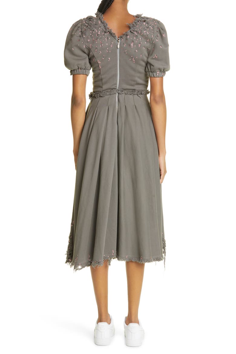 Crystal Embellished Puff Sleeve Dress, Alternate, color, GREY