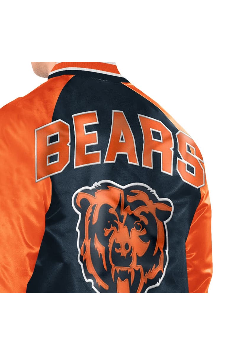 STARTER Men's Starter  Navy/Orange Chicago Bears Inductee Raglan Full-Snap Varsity Jacket, Alternate, color, Navy
