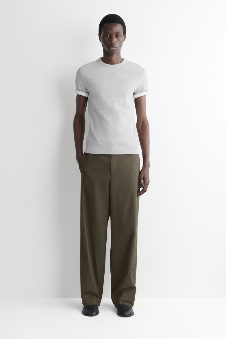 Slim Ribbed Cotton T-shirt, Alternate, color, LIGHT GRAY