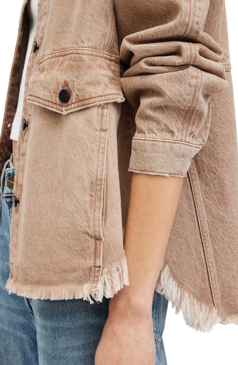 AllSaints Hettie Raw Hem Denim Shacket, Alternate, color,