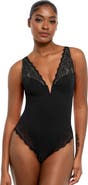 Popilush Shapewear Deep V-Neck Sculpting Lace Inset Bodysuit
