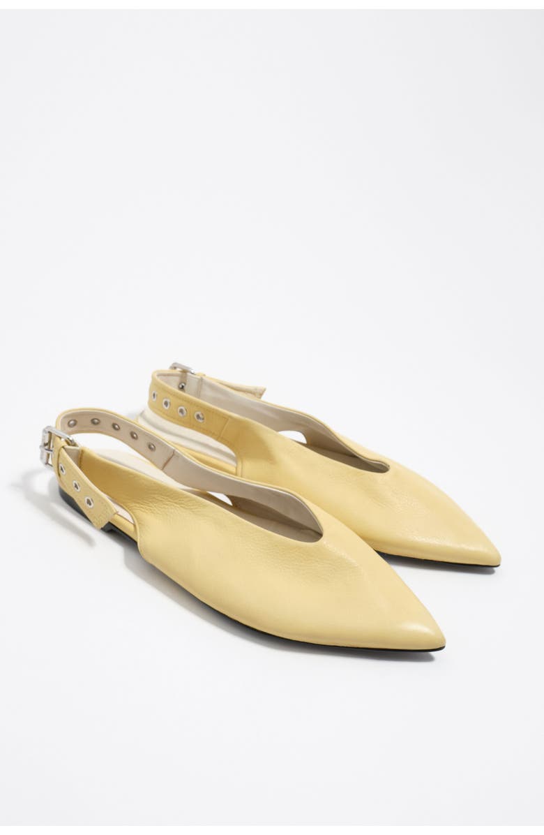 Bimba y Lola Leather Slingback Pointed Toe Ballerina, Alternate, color, Light Yellow