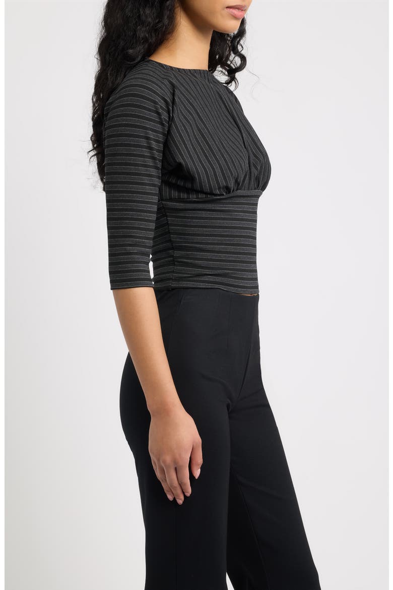 Promesa Pinstripe Ruched Top, Alternate, color, GRIS