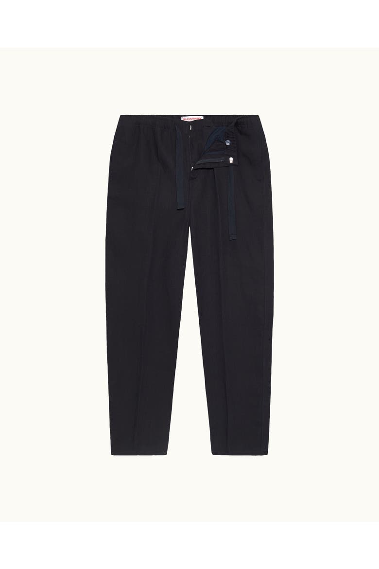 Alex Lino Relaxed Fit Italian Linen Drawcord Zip Fly Trousers, Alternate, color, NIGHT IRIS