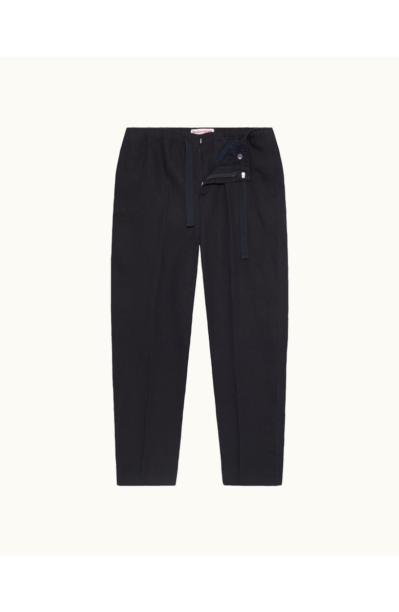 Orlebar Brown Alex Lino Relaxed Fit Italian Linen Drawcord Zip Fly Trousers, Alternate, color, Night Iris