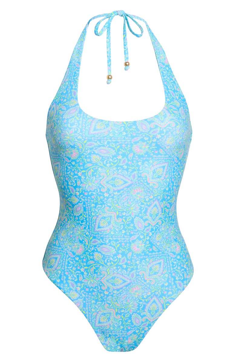 Kulani Kinis Scoop Halter One-Piece Swimsuit, Alternate, color, Stargaze
