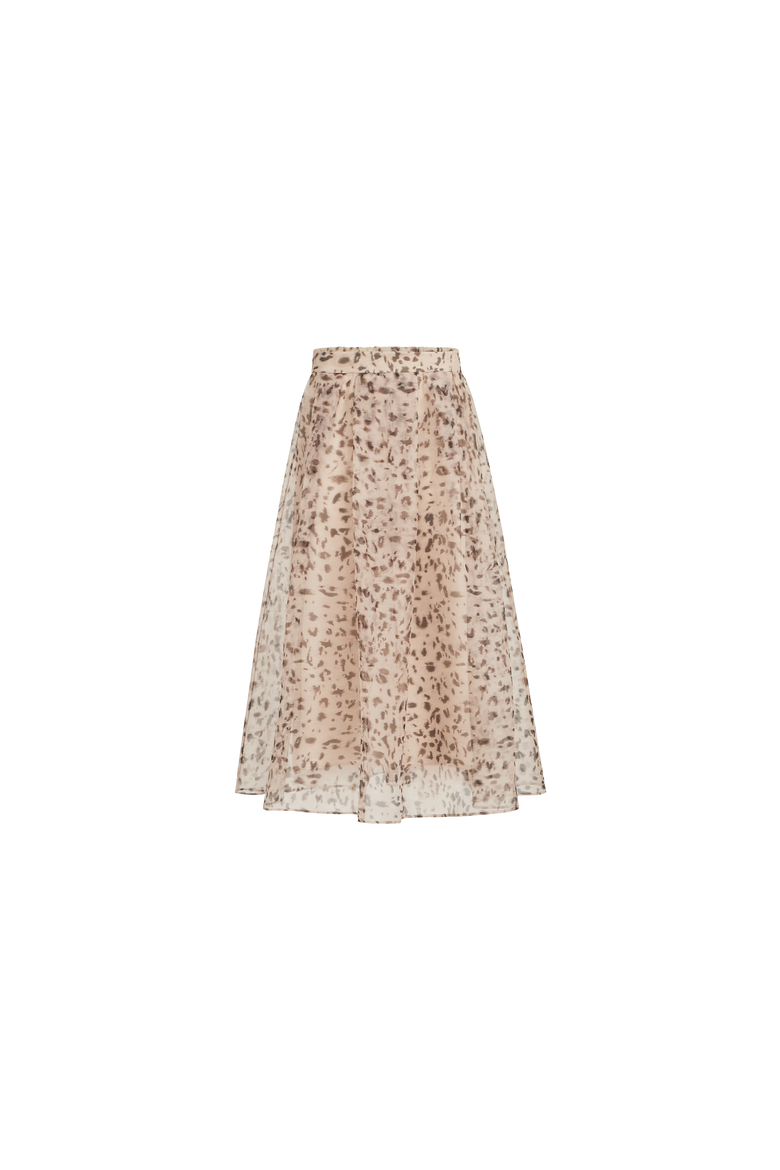 Lynx print silk organza pleated skirt, Main, color, Multicoloured