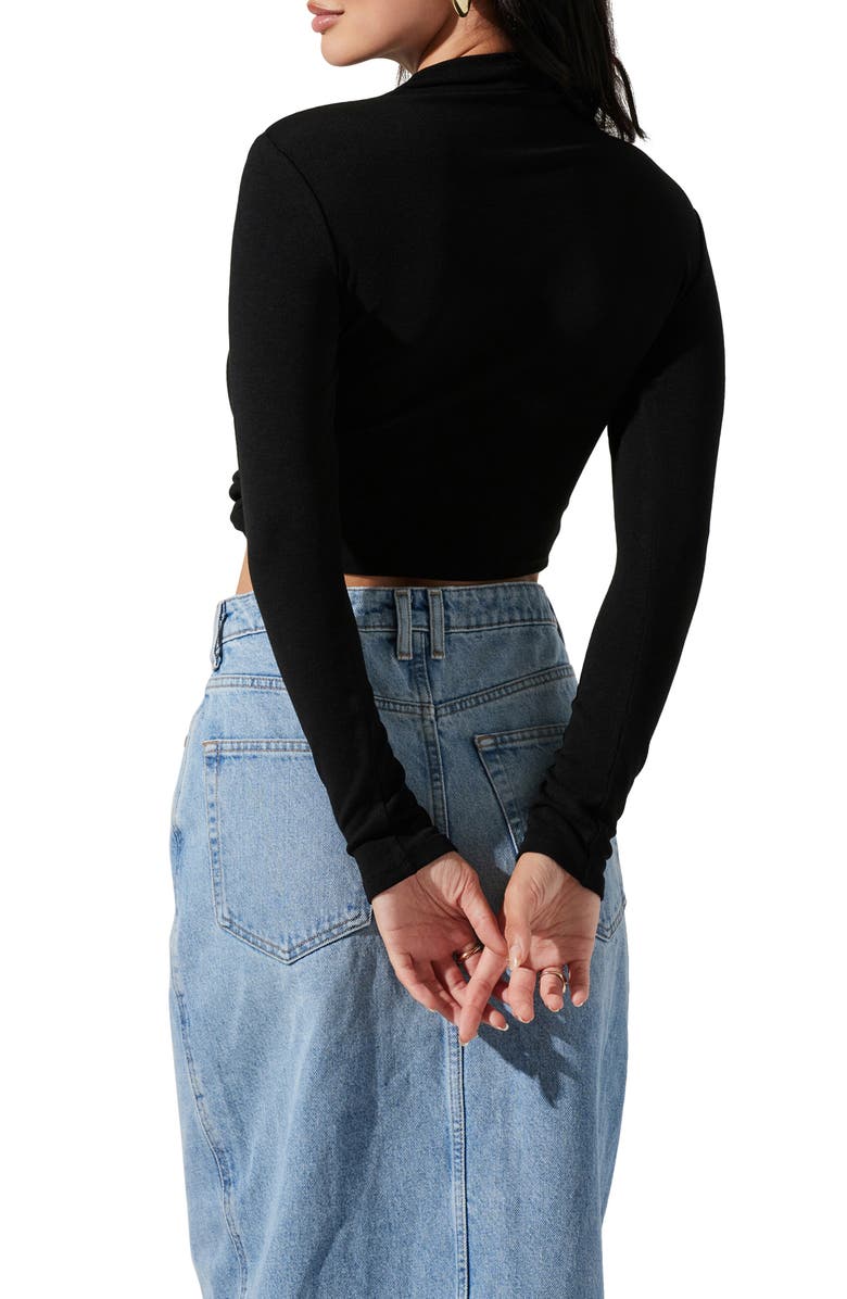 ASTR the Label Asymmetric Pleated Cutout Mock Neck Long Sleeve Top, Alternate, color,