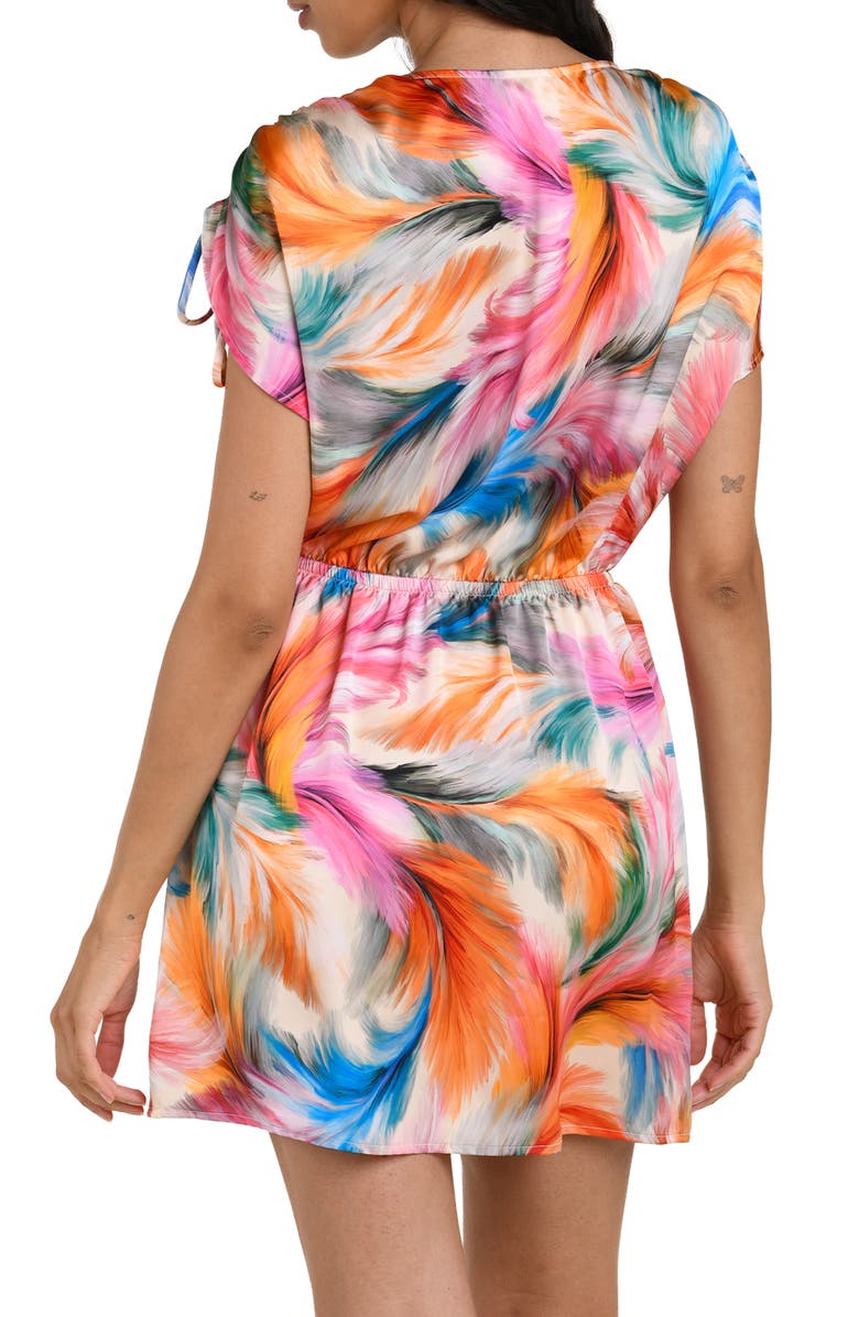 La Blanca Feathered Impression Cover-Up Sundress, Alternate, color, Pink Multi