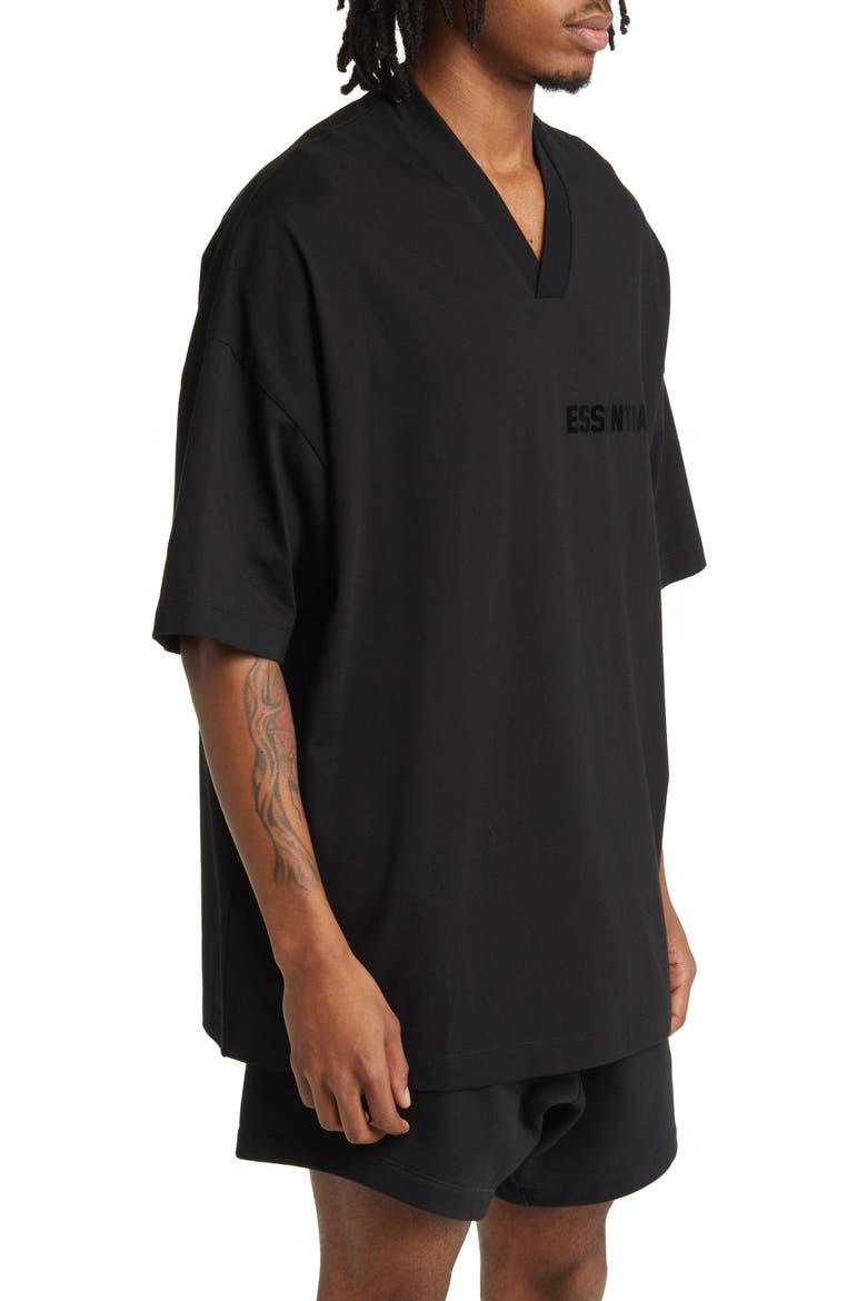 Oversize V-Neck T-Shirt, Alternate, color, JET BLACK