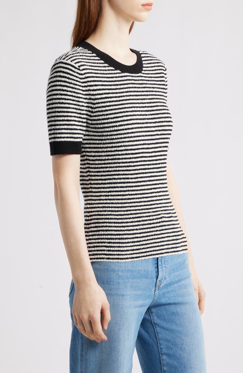NIC+ZOE Textured Stripe T-Shirt Sweater, Alternate, color, Black Multi
