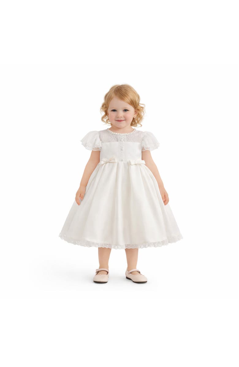 Tulleen Lace-Trim Puff Sleeve Dress, Alternate, color, Ivory