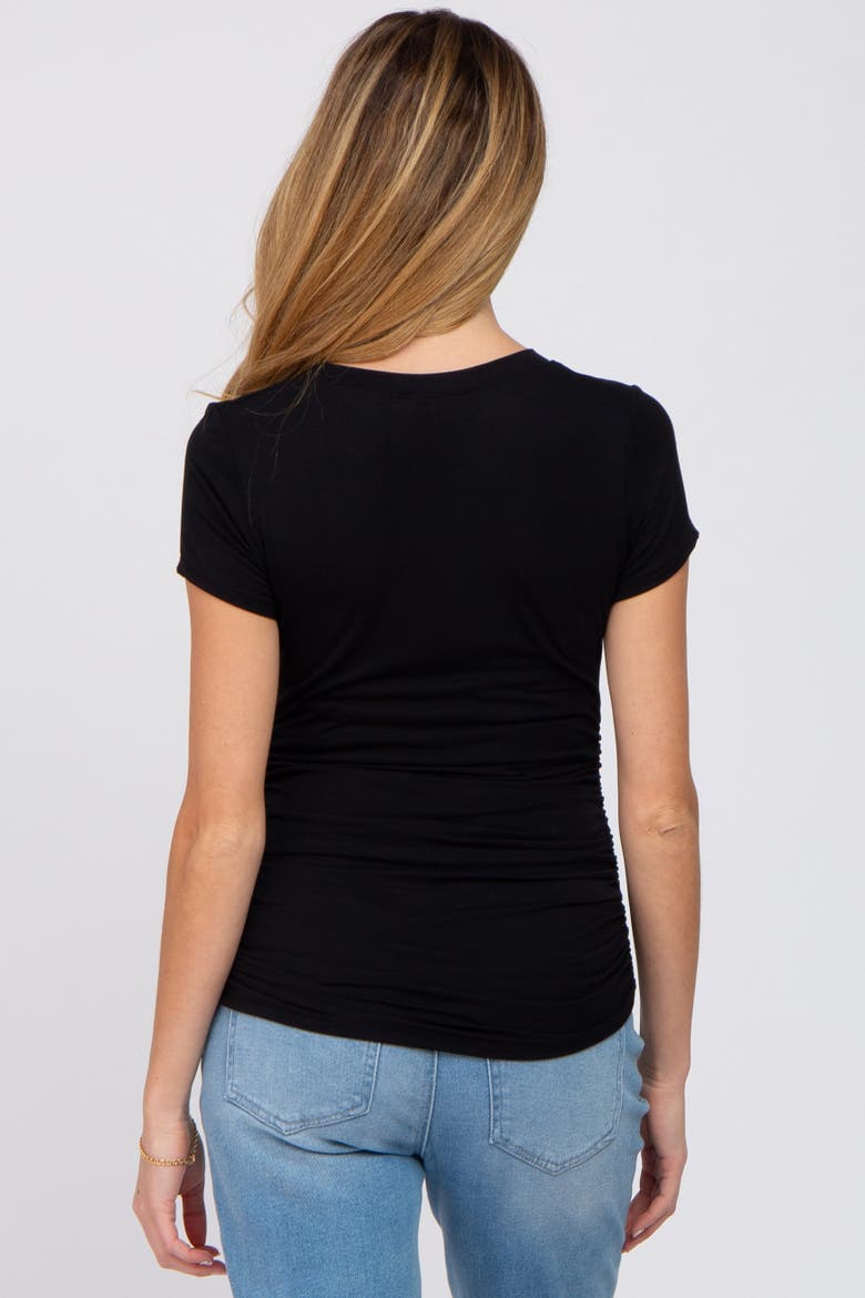 Basic Short Sleeve Maternity Fitted Top, Alternate, color, Black