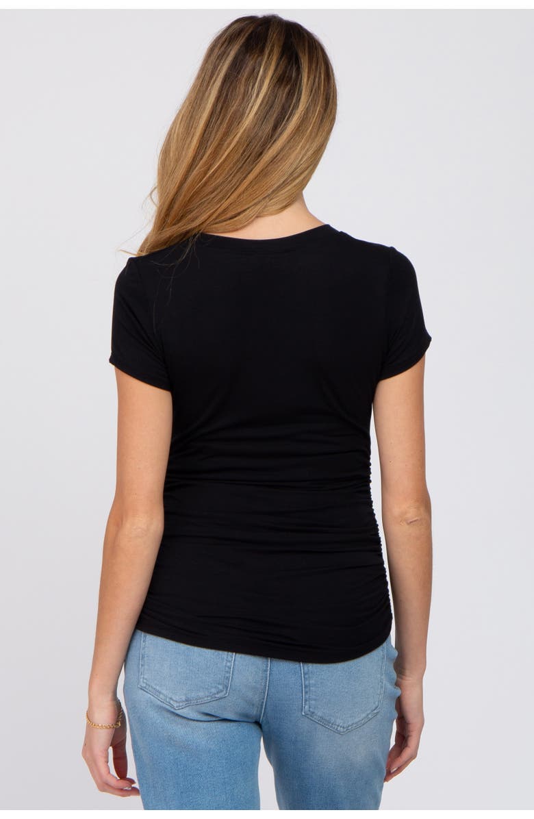 PinkBlush Basic Short Sleeve Maternity Fitted Top, Alternate, color, Black