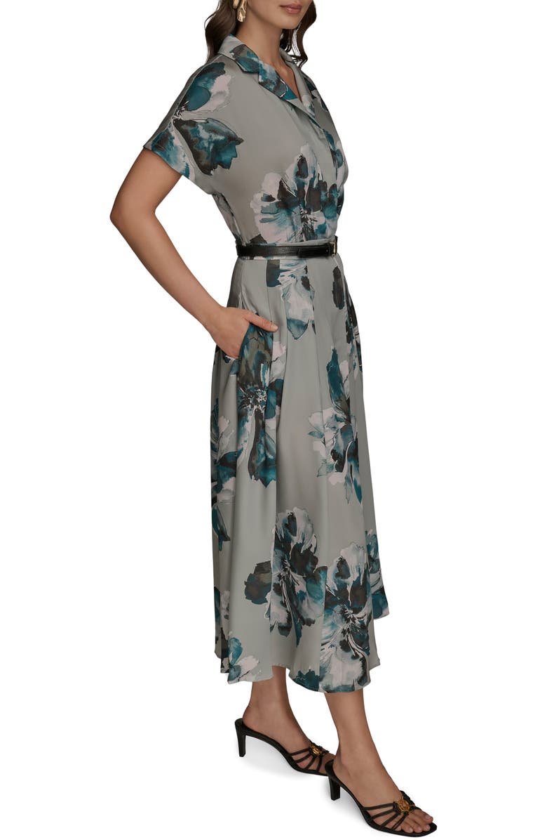 Donna Karan New York Belted Floral Print Shirtdress, Alternate, color, Weatherd Sage