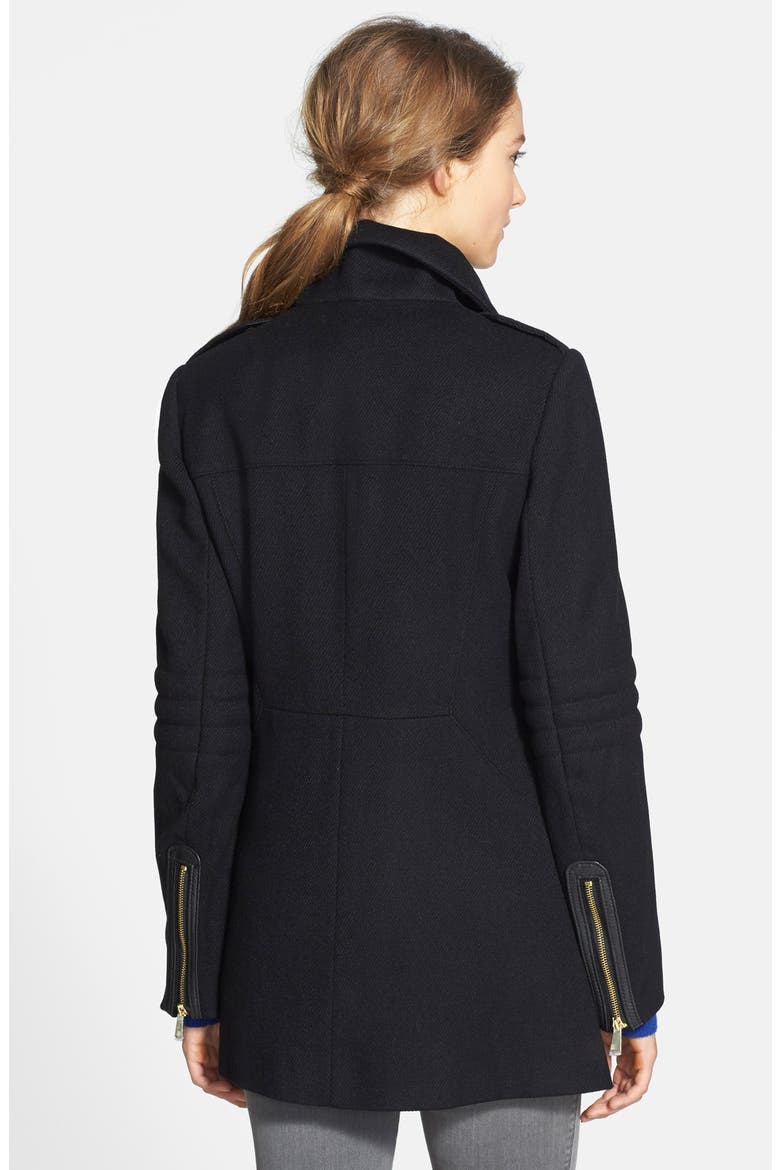 Asymmetrical Wool Blend Coat, Alternate, color, BLACK