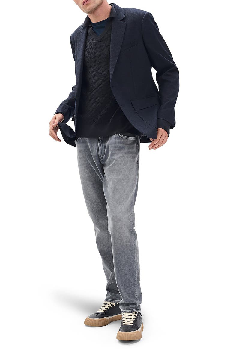 rag & bone Charles Wool Johnny Collar Polo Sweater, Alternate, color, Washed Black