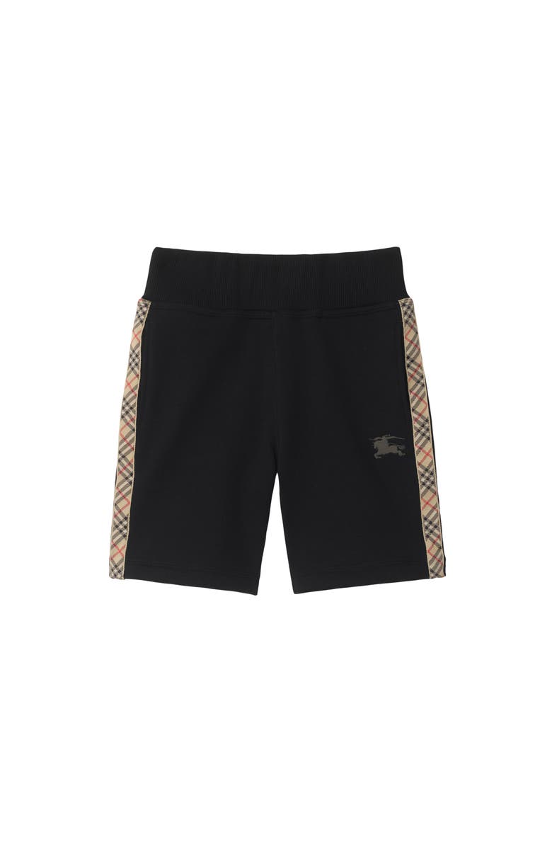 Burberry Check Trim Cotton Shorts, Main, color, Black