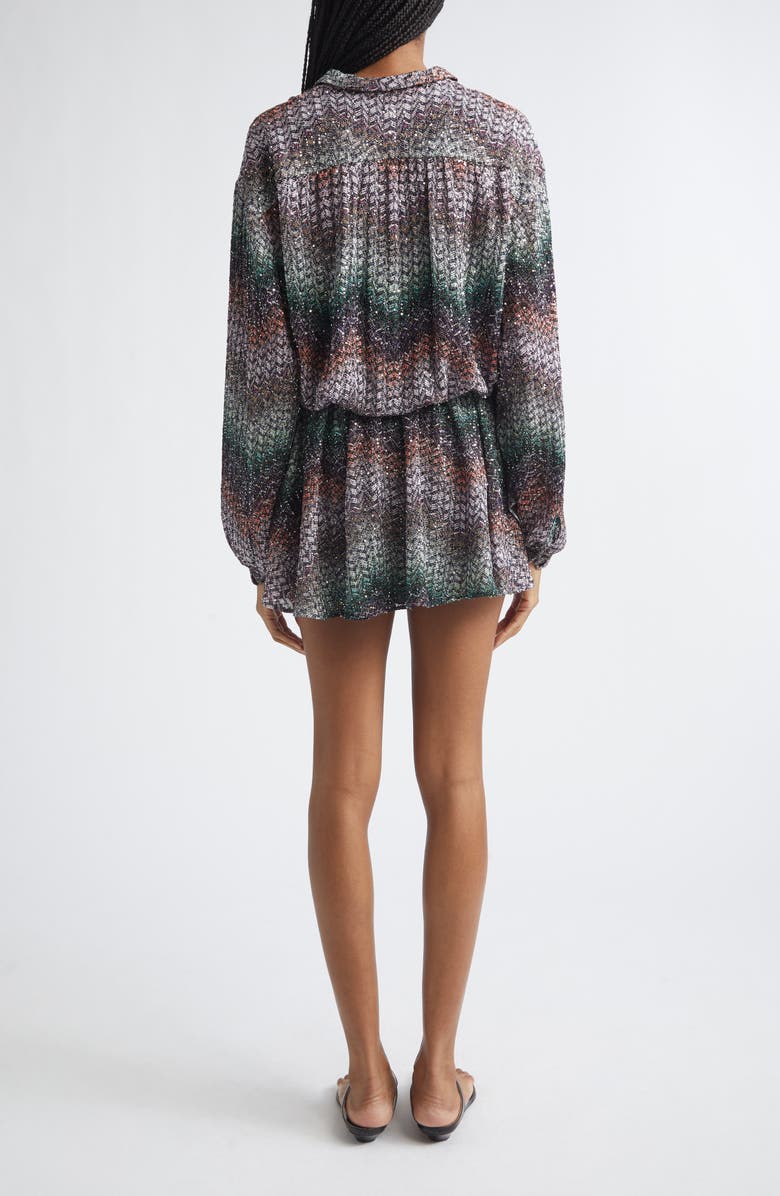 Missoni Metallic Zigzag Sequin Long Sleeve Knit Minidress, Alternate, color, Multi Black Orange Violet